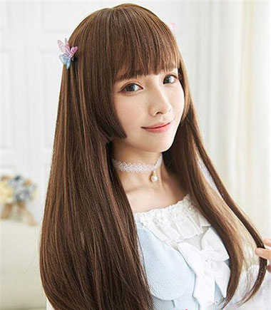 中长卷发发型图片 日本公主切发型 小女生刘海发型05