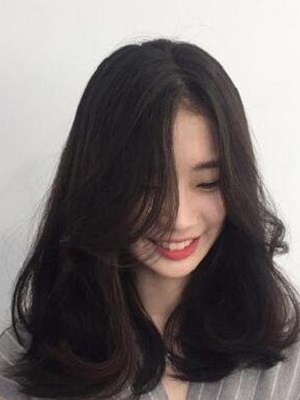 韩式气垫烫中长发型图片